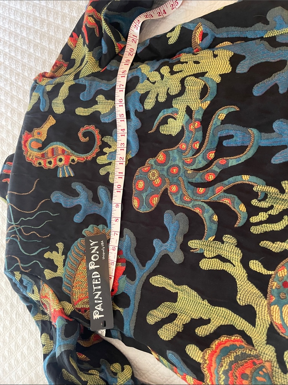 Panteponi Embroidered Black Octopus & Coral Top